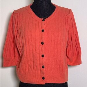 Free People Coral Button-Up Sweater